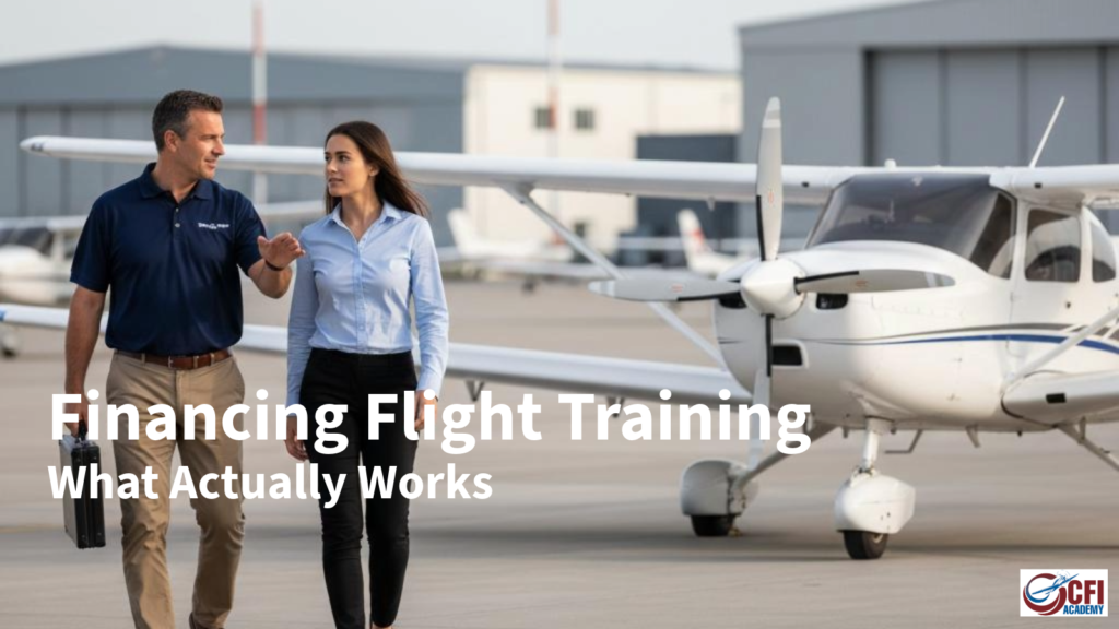 A man and woman walking next to a plane. - CFI Academy