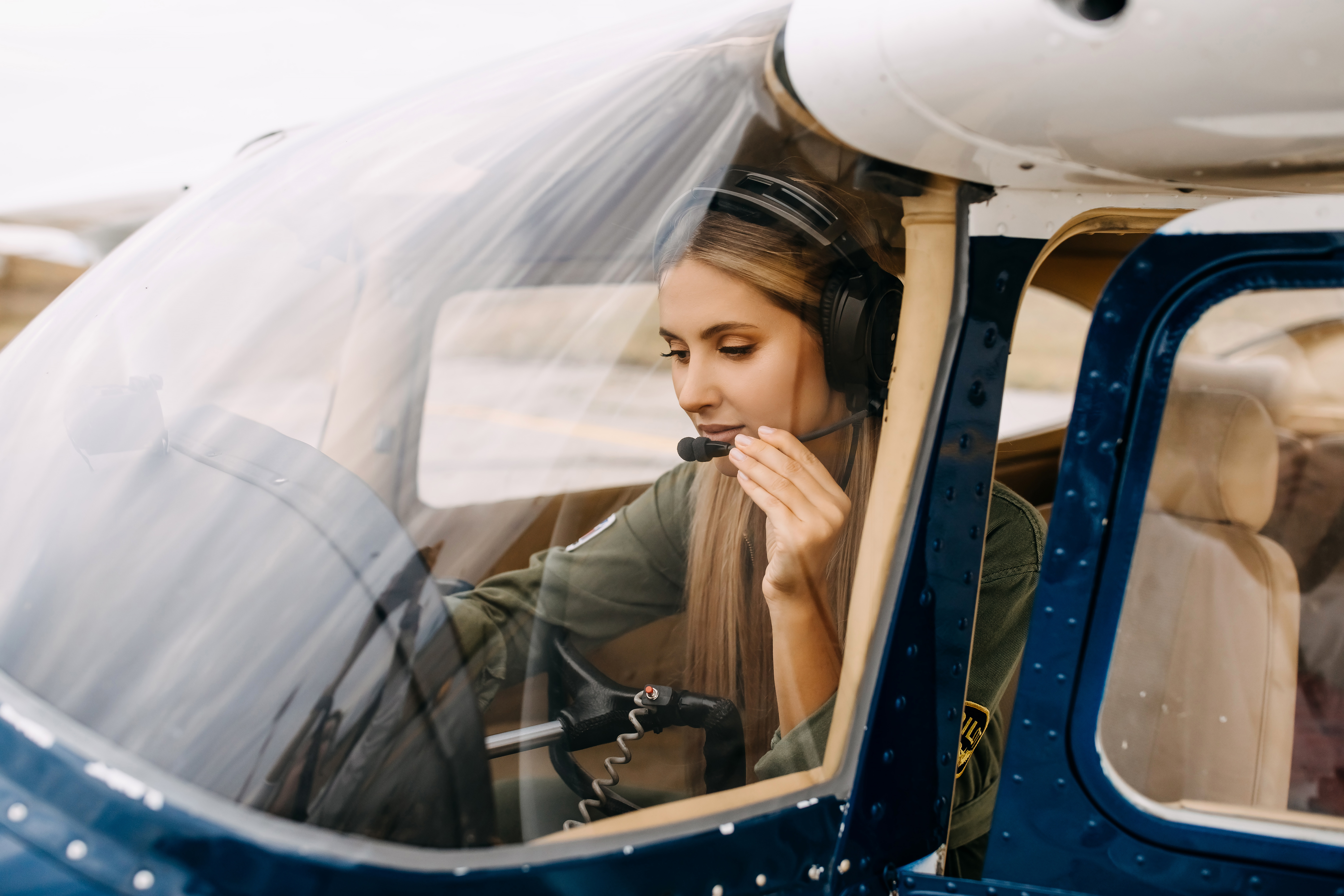Flight Instructor sitting in an airplane