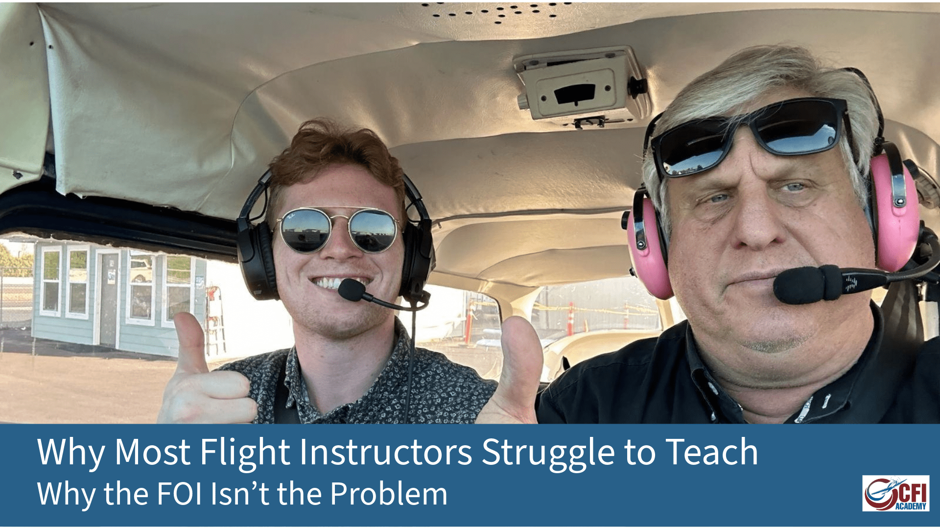 Flight instructor teaching a student using FOI concepts