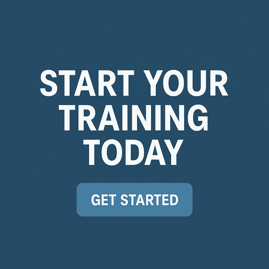 White bold text on a blue background reads START YOUR TRAINING TODAY above a blue button that says GET STARTED, highlighting fun learning aviation with insights from flight training neuroscience. - CFI Academy